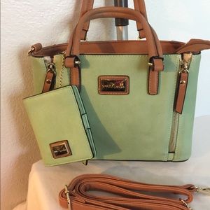Green& tan handbag
